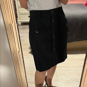 Worth Black Buttoned Pencil Skirt